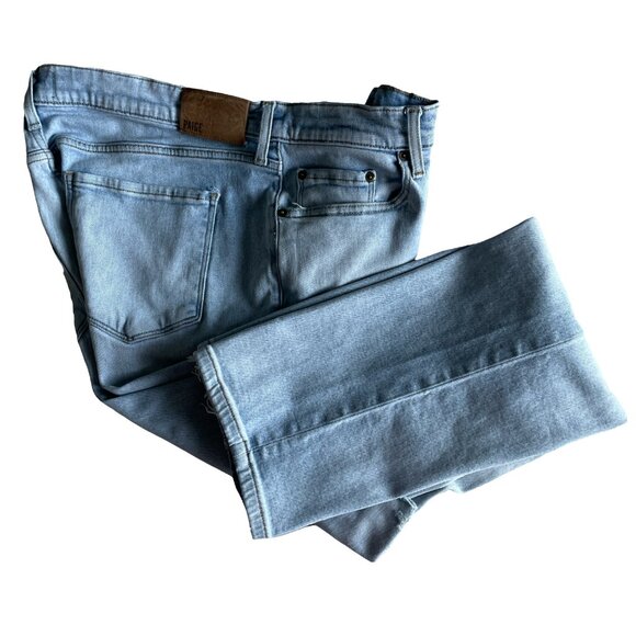 Paige Distressed Jeans 34x33 Light Wash Normandie Straight Stretch - Picture 1 of 13